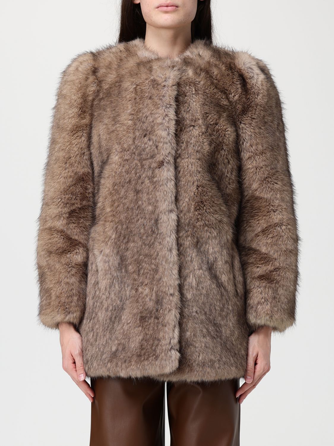Fur Coat Woman color Beige