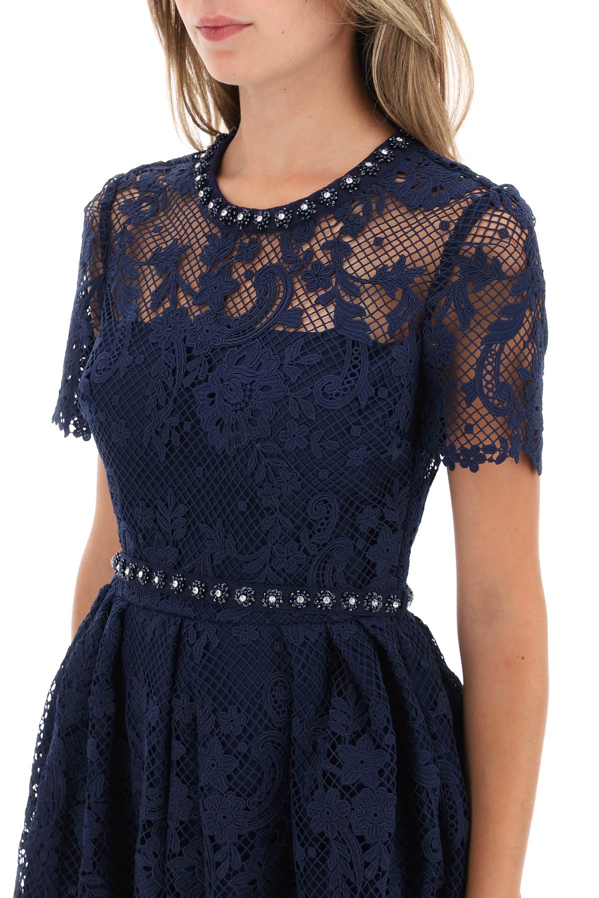 Floral Lace Mini Dress With Appliques