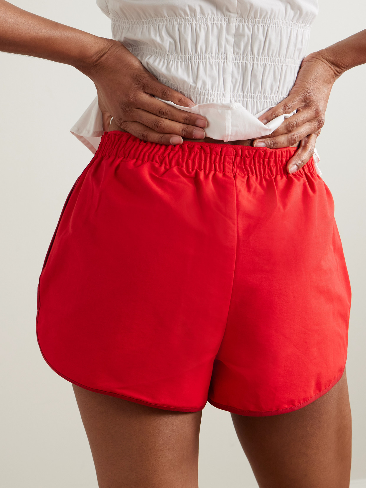 Anchor Piped Cotton-blend Shorts - Red