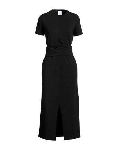 Woman Midi dress Black Size M Cotton, Elastane