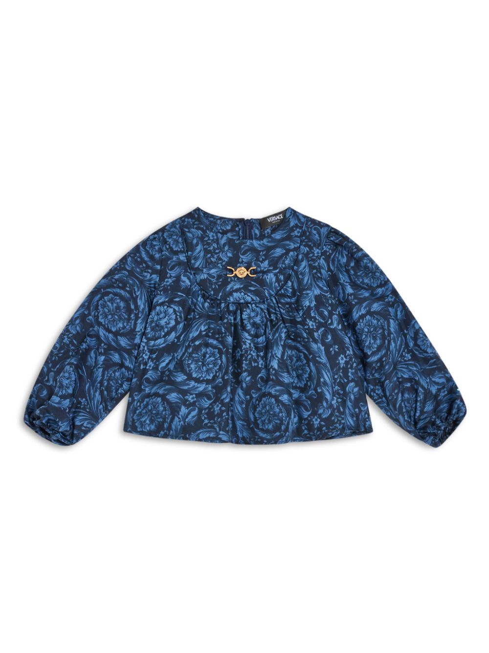 Logo-plaque silk blouse - Blue