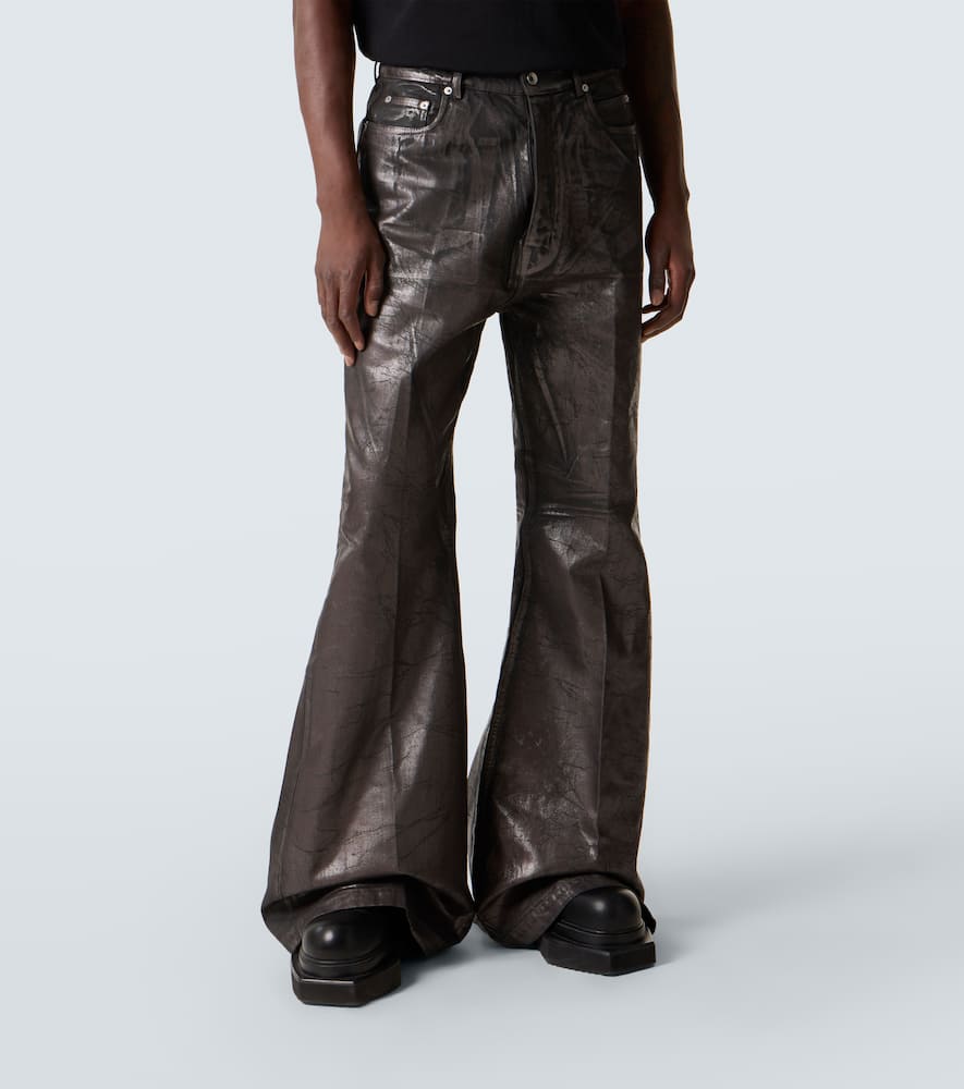 Coated wide-leg jeans