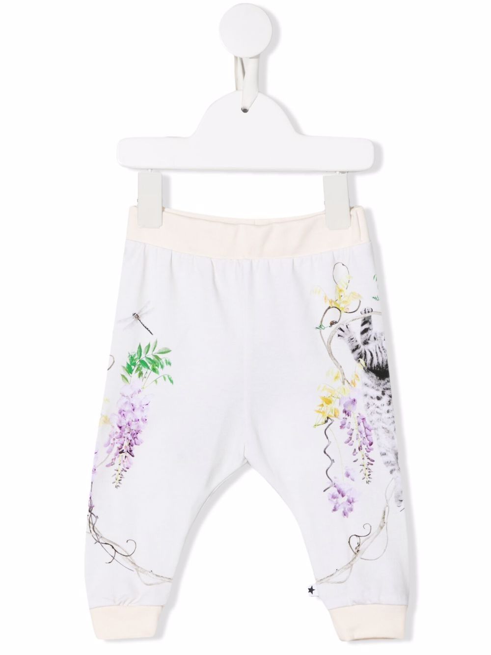 Floral-print organic-cotton track pants - Neutrals