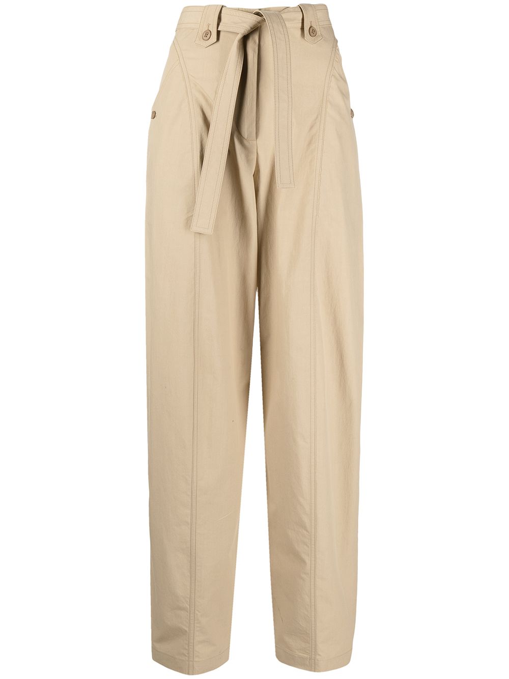 Tied-waist cropped trousers - Neutrals
