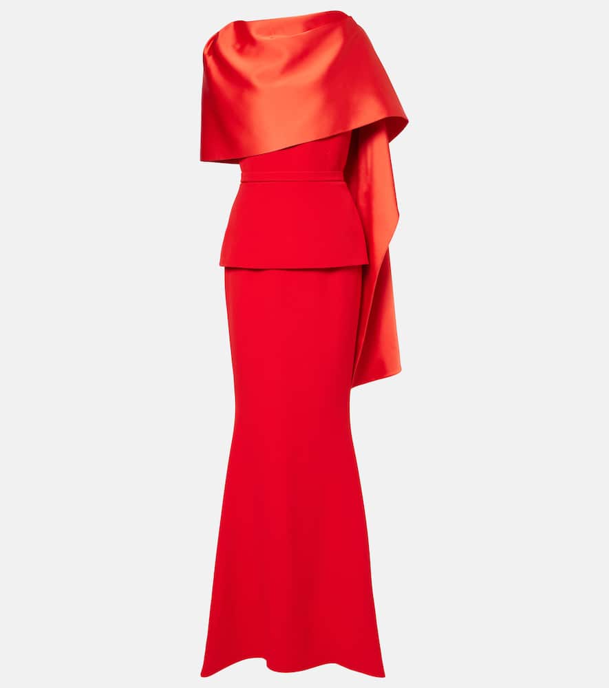 Safiyaa Evangelina caped crêpe gown