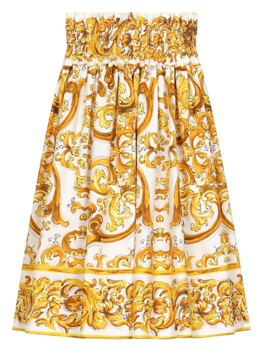 Majolica-print cotton skirt - Yellow