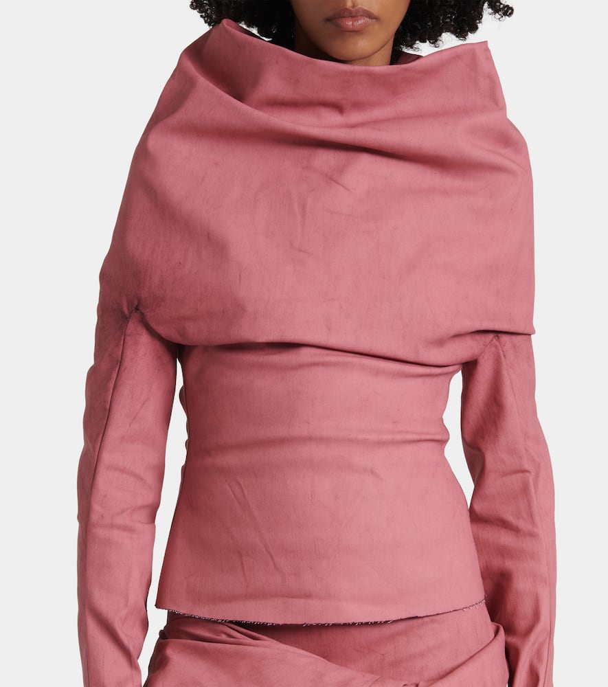 Draped cotton-blend top