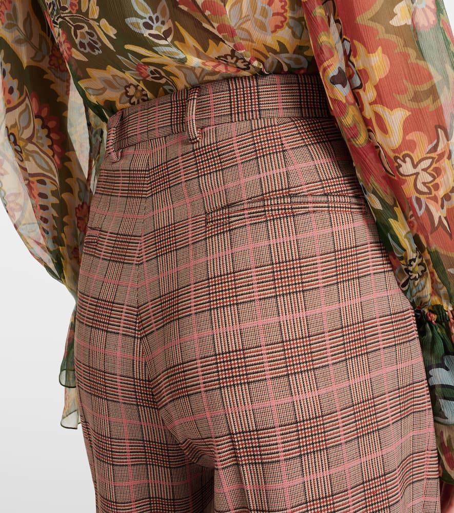 Checked high-rise wide-leg pants