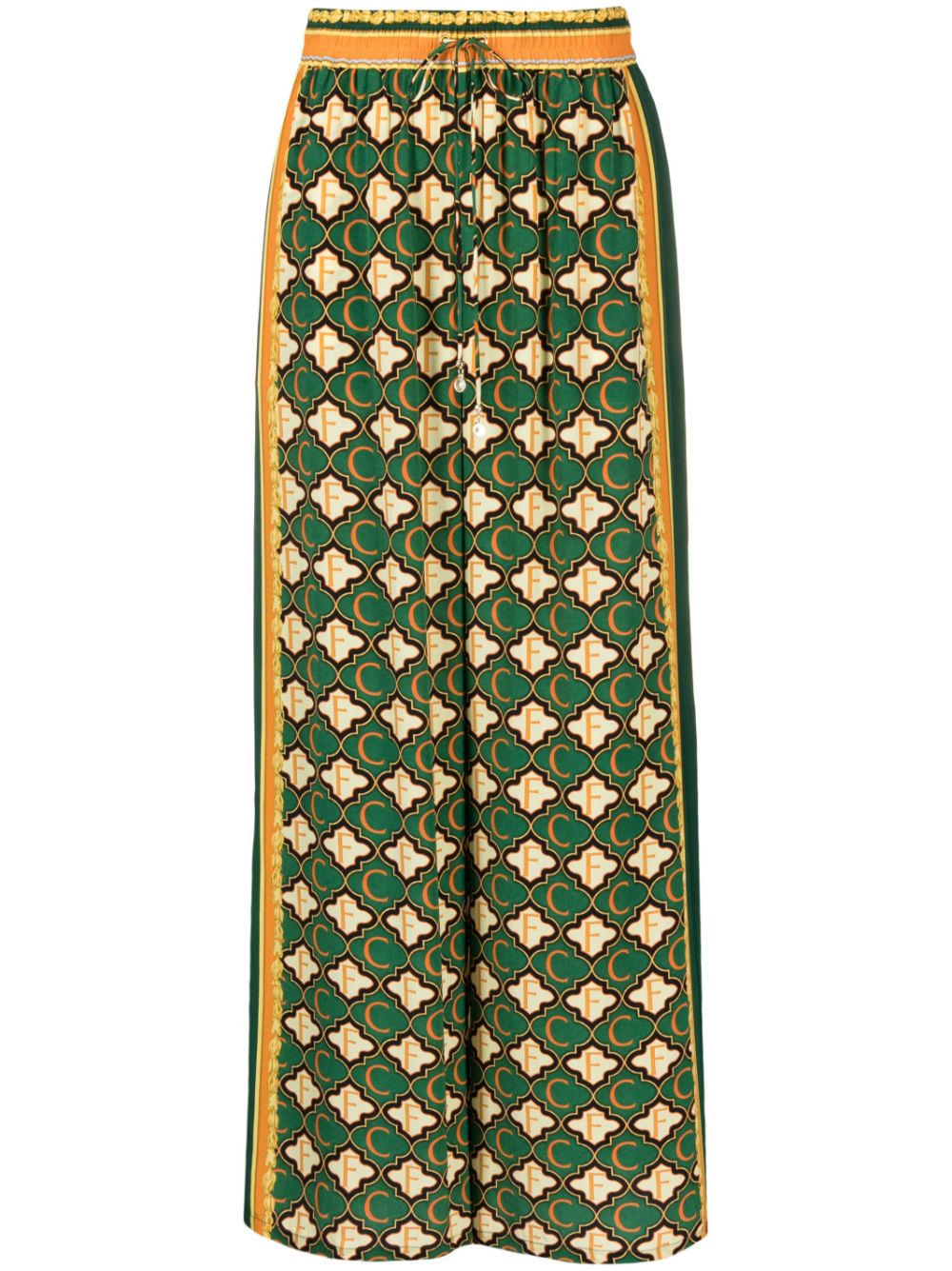 Jealousy And Jewels printed silk palazzo trousers - Green