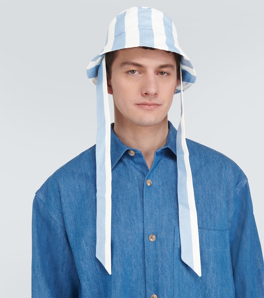 King & Tuckfield Striped cotton canvas bucket hat