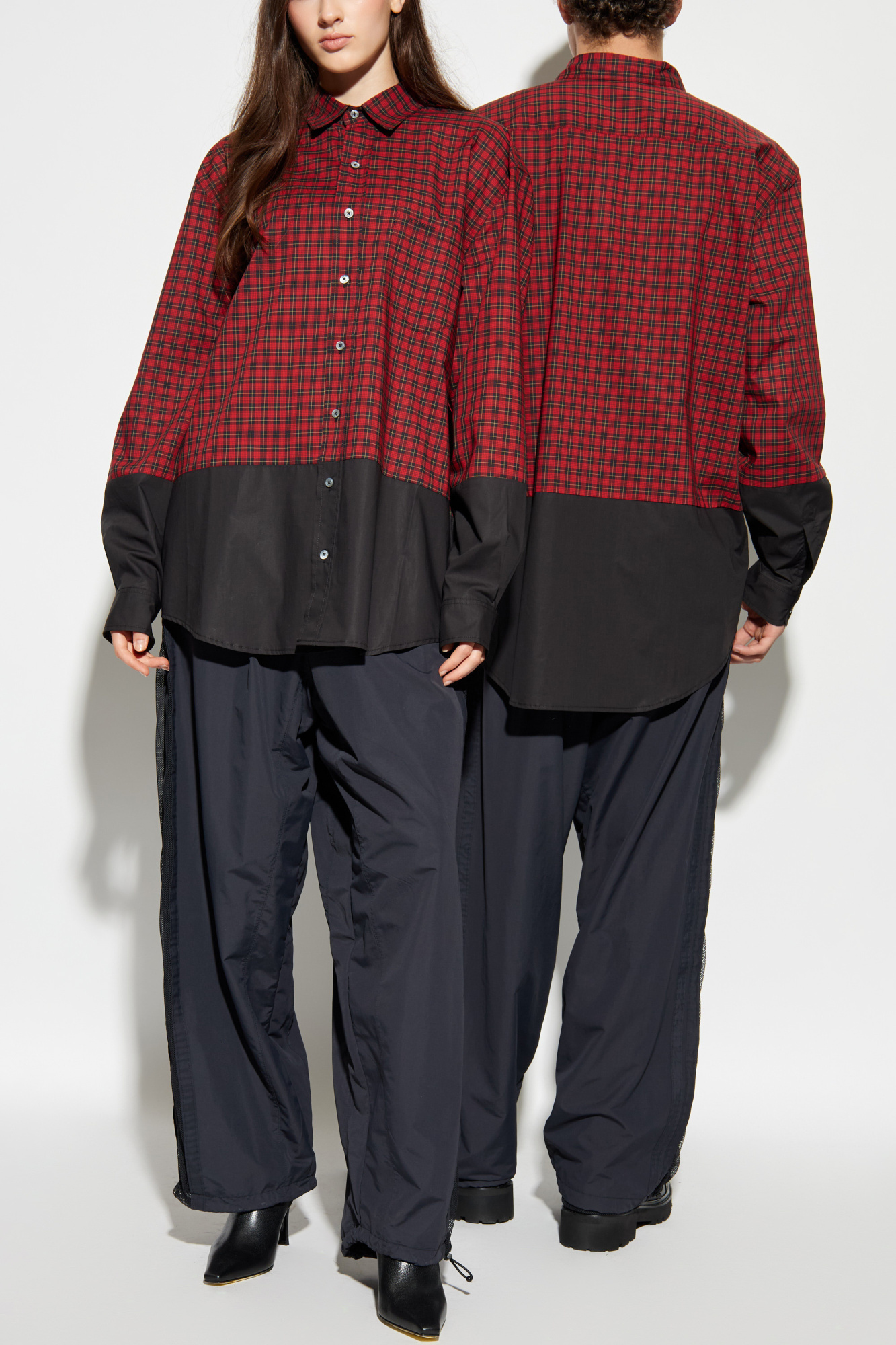 Shirt With Check Pattern, Unisex, Red
