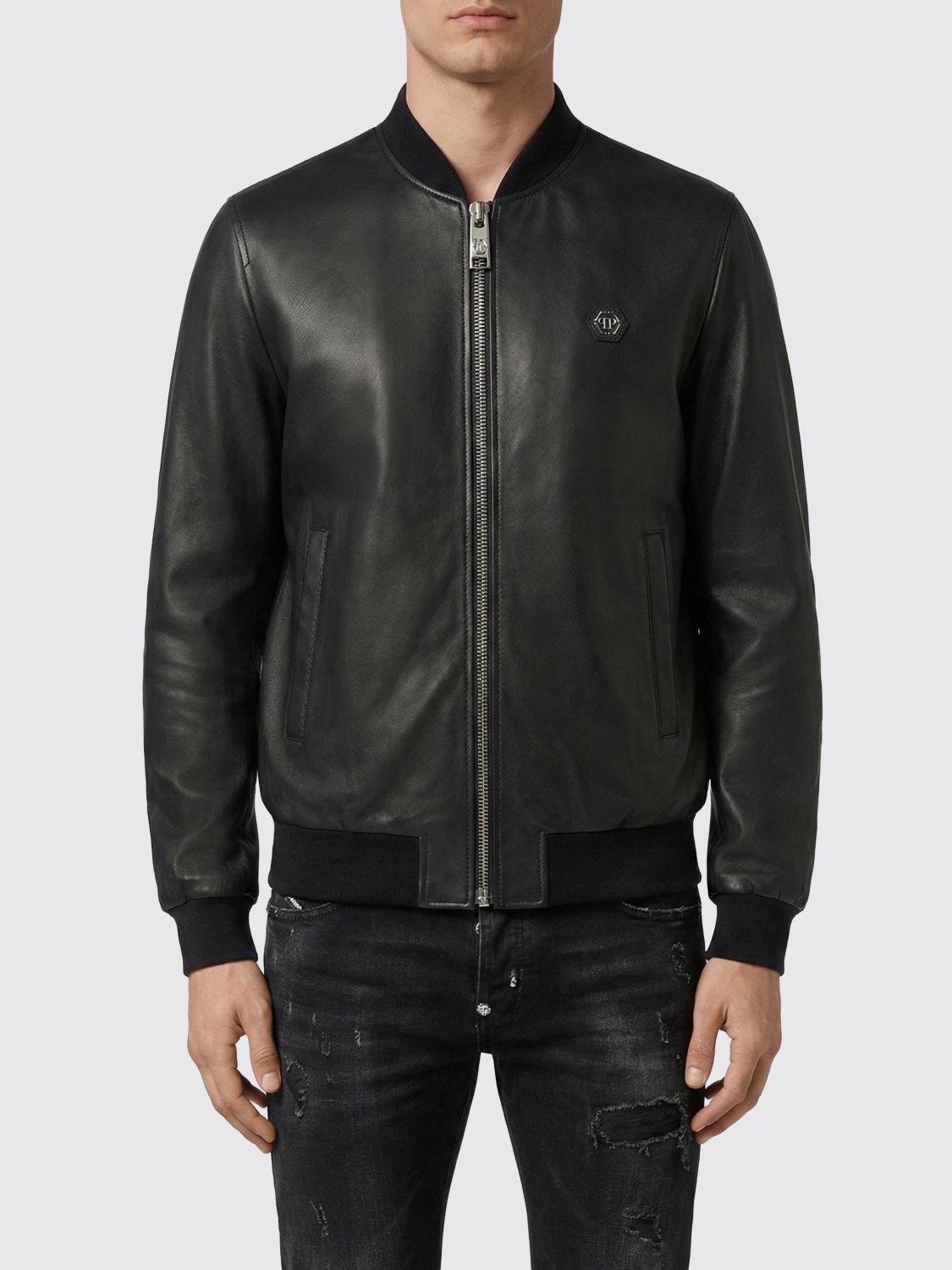 Billy leather bomber jacket - Black