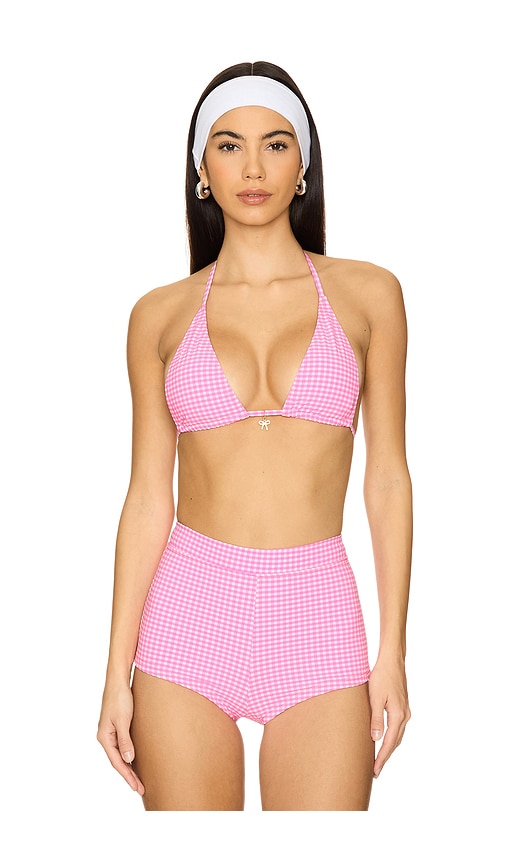 Kulani Kinis Classic Tie Halter Bikini Top in Pink. -  XS also in