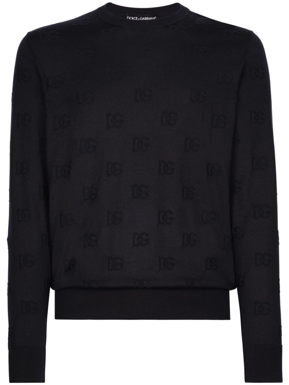Logo intarsia-knit silk jumper - Blue