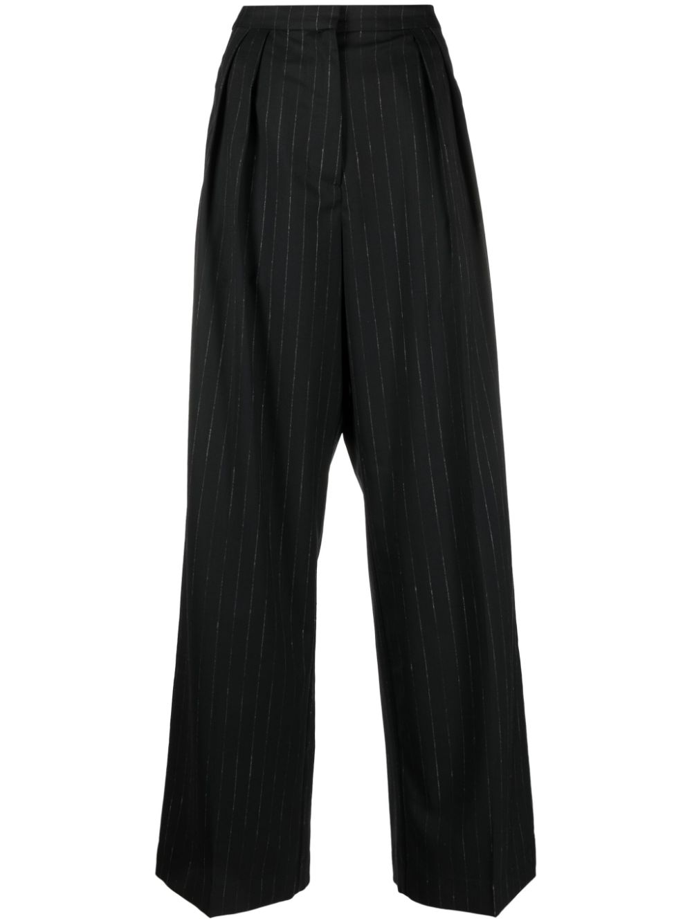 Striped wide-leg trousers - Black