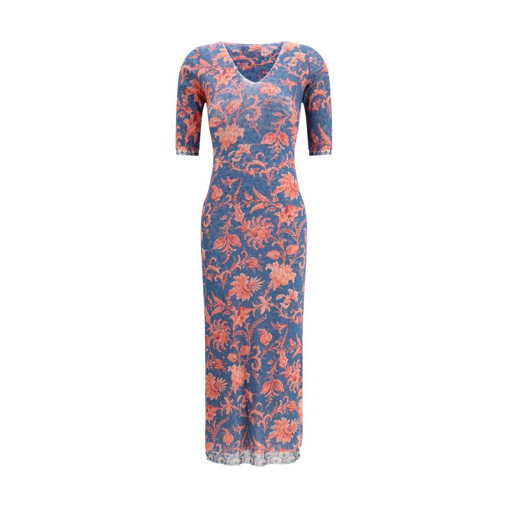 Floral Stretch Tulle Dress — Blue