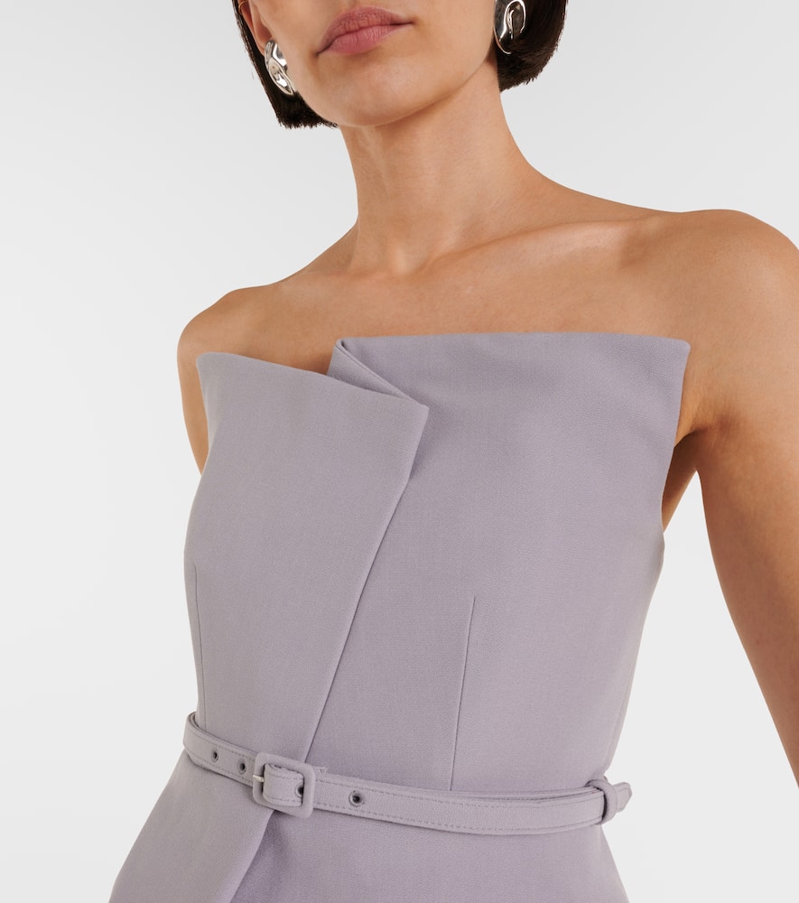 Roland Mouret Asymmetric strapless peplum crêpe top