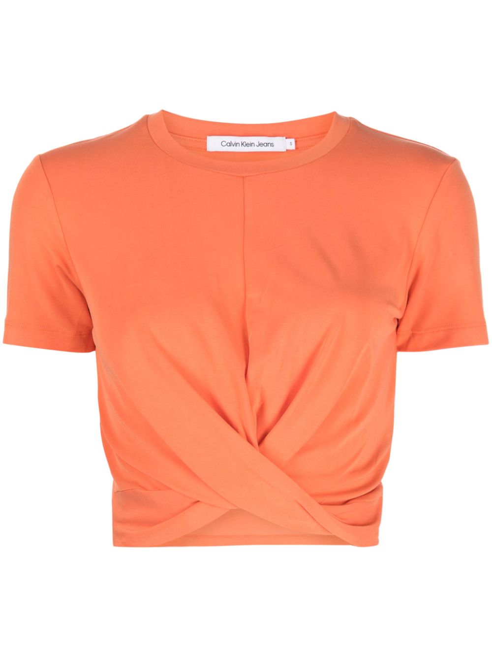 Twisted short-sleeve crop top - Orange