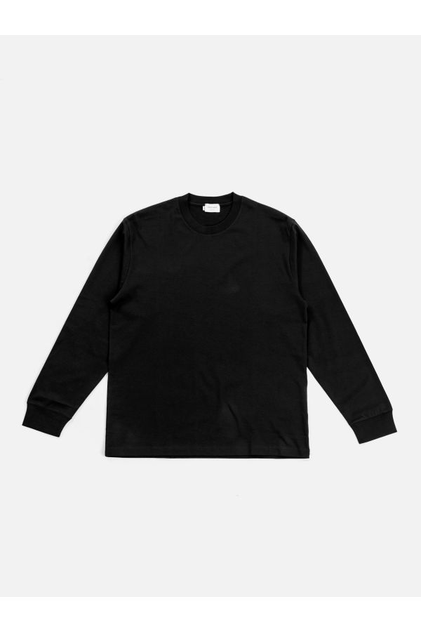 Oversized Crew Neck Long-Sleeve T-Shirt — Black