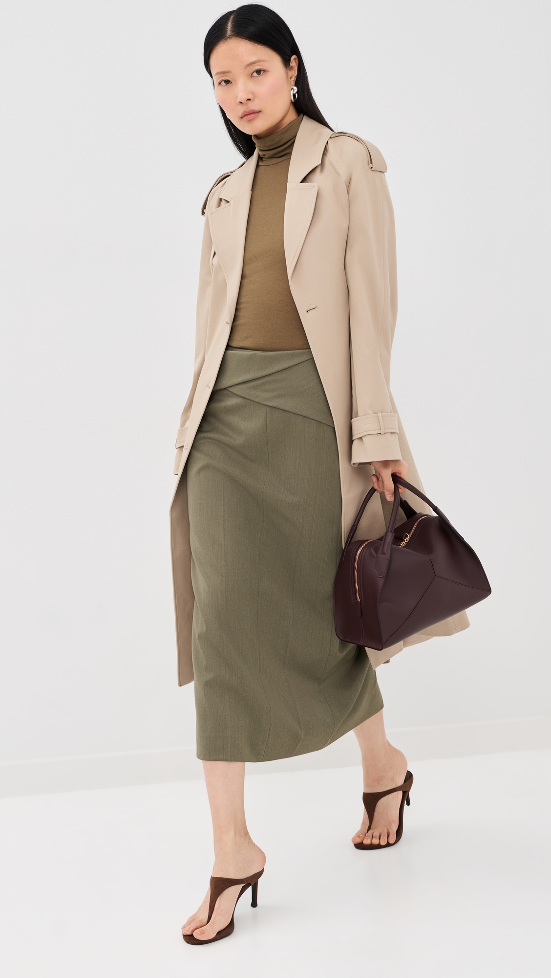 Wrap Detail Skirt Sage Melange