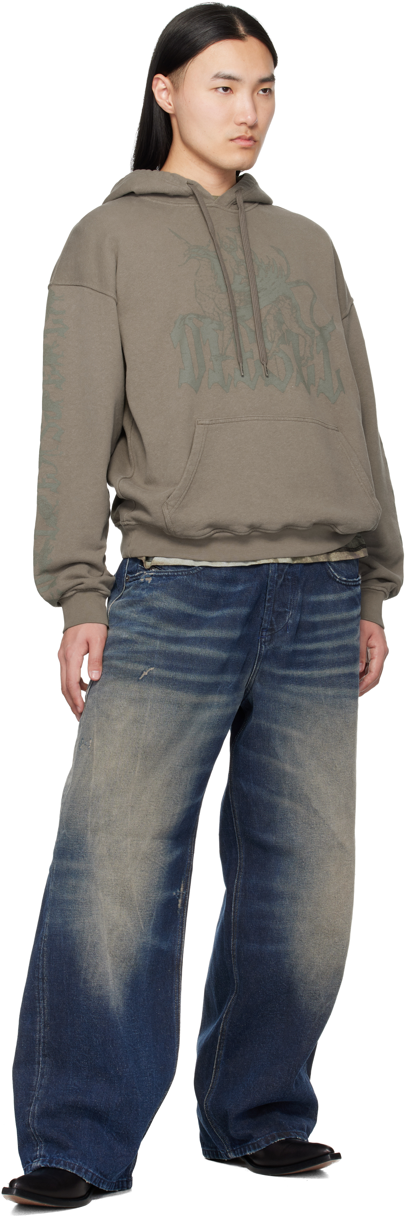 Brown Griffin Print Treated Hoodie