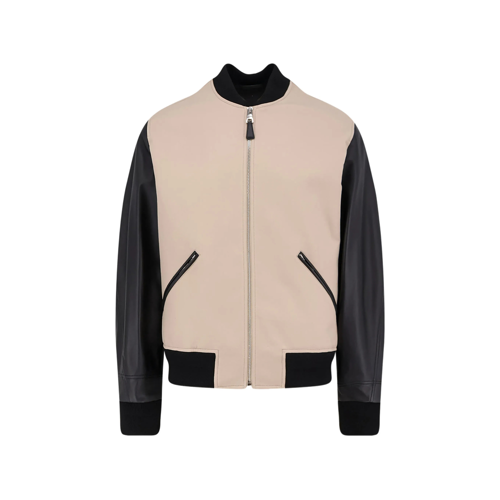 Cotton Jacket With Leather Sleeves