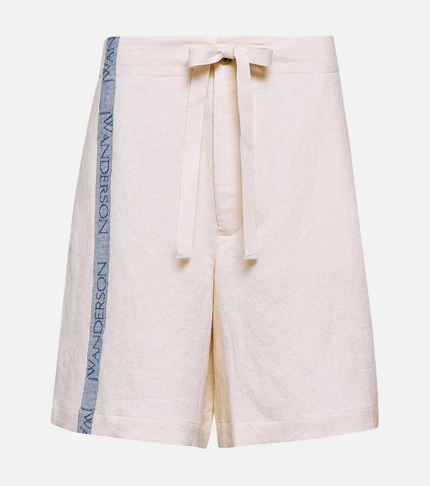 High-rise cotton and linen shorts