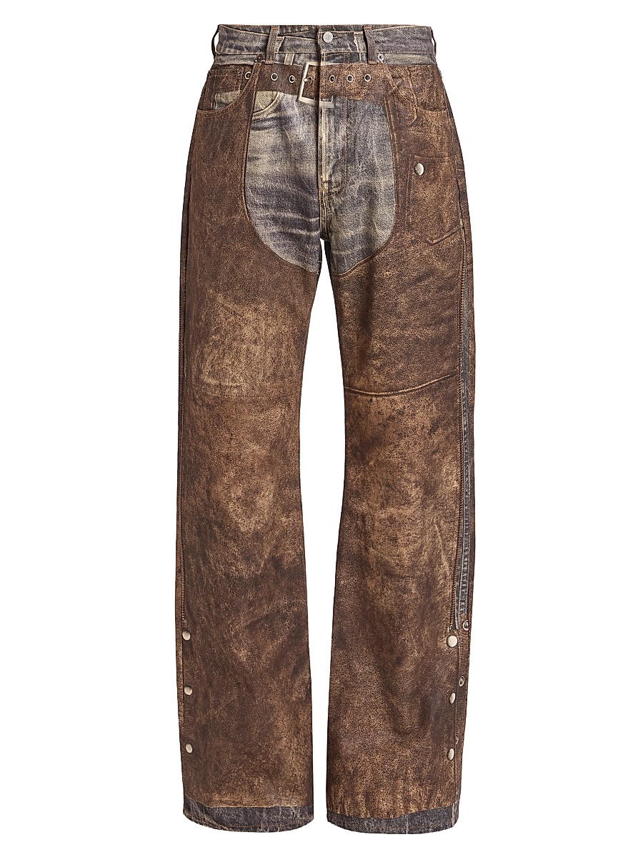 Men's Trompe L'Oeil Cotton Chaps Jeans - Blue Brown