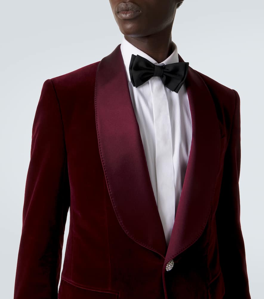 Cotton-blend velvet tuxedo jacket