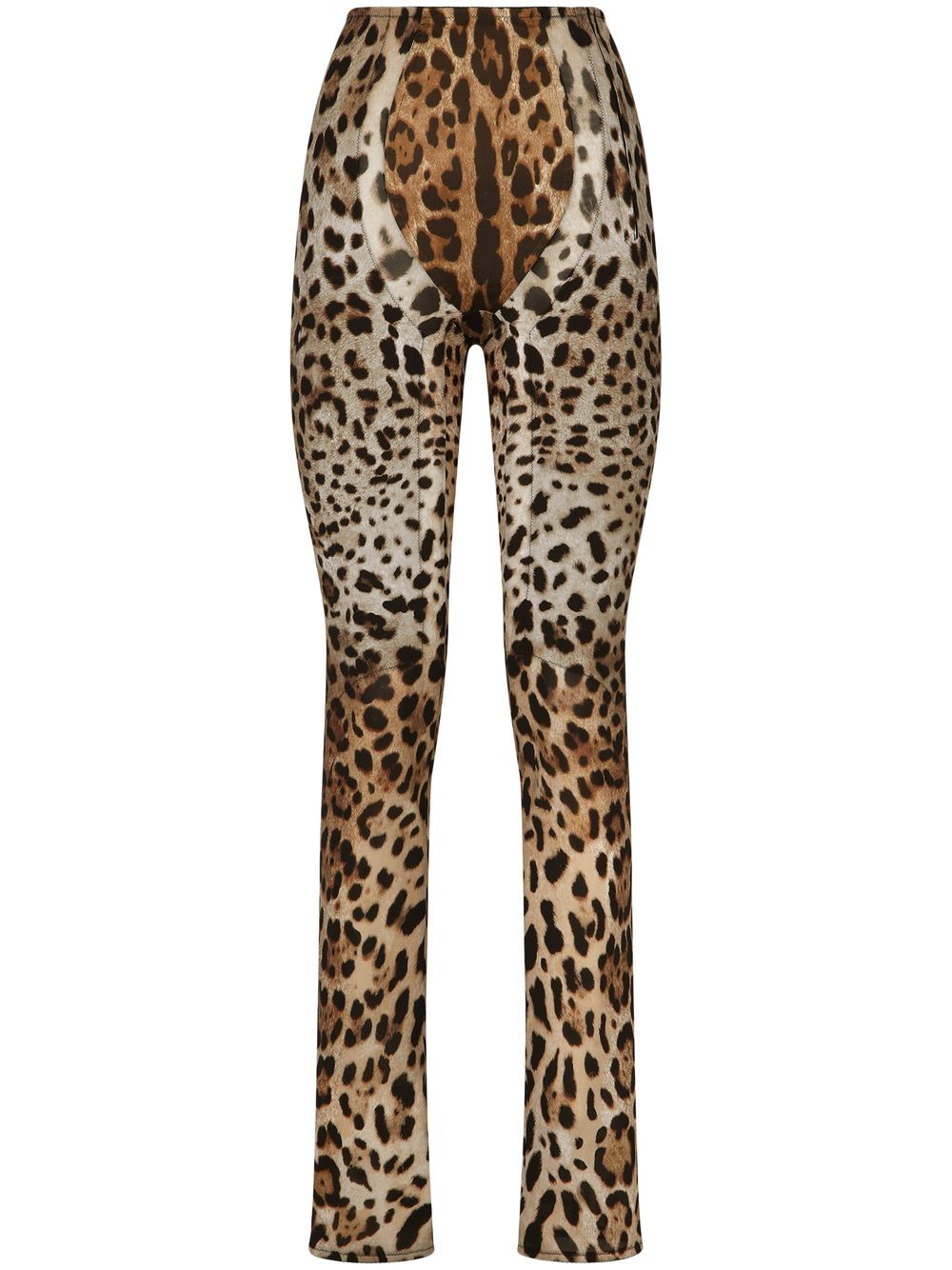 KIM DOLCE&GABBANA leopard-print flared-leg trousers - Neutrals