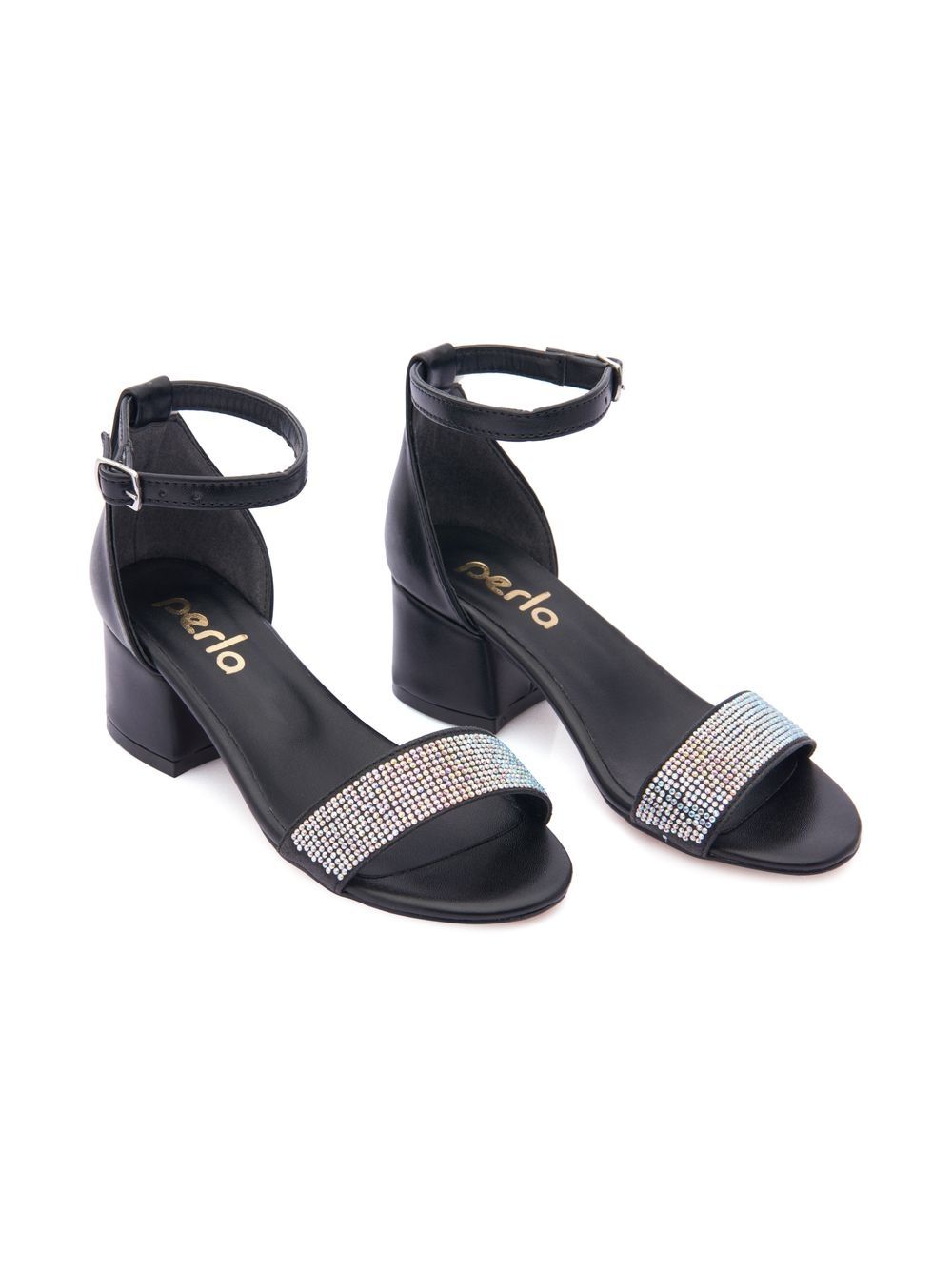 Rhinestone block-heel sandals - Black