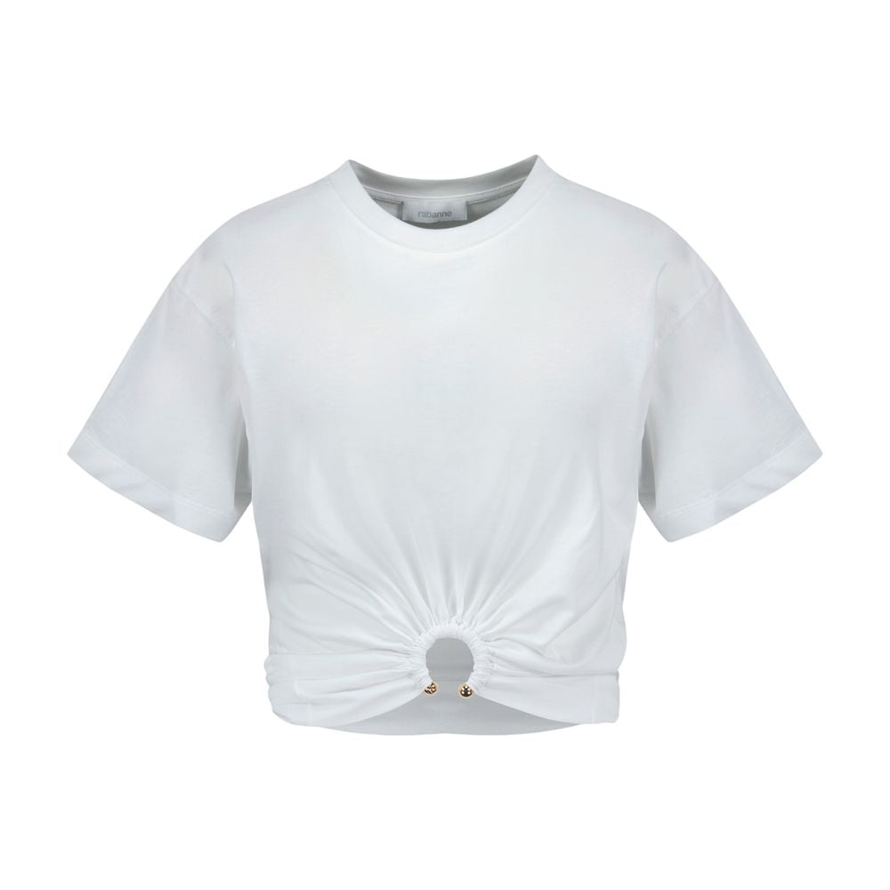 Twisted-Front Cotton T-Shirt — Ivory