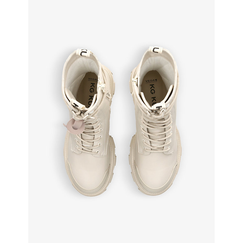Womens Cream Trekker Logo-charm Faux-leather Ankle Boots