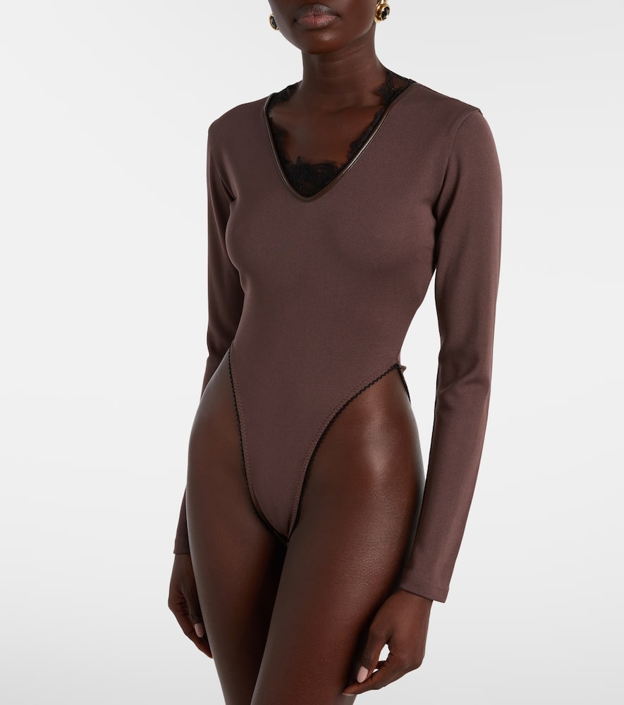 Lace-trimmed bodysuit