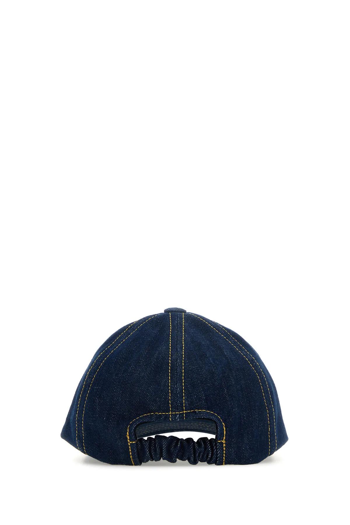 Logo-embroidered denim baseball cap - Blue
