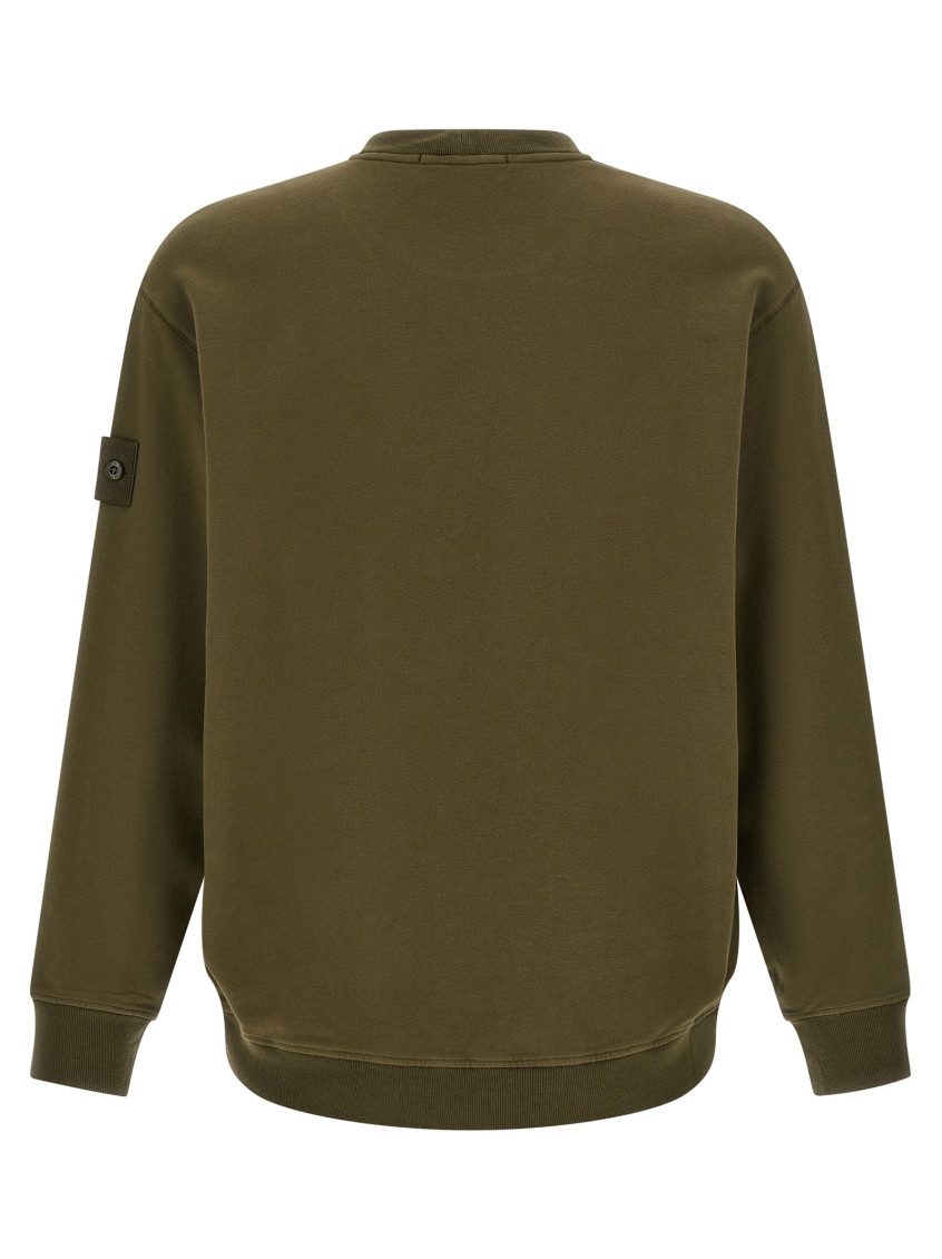 Green Solid Crew Neck Sweatshirt