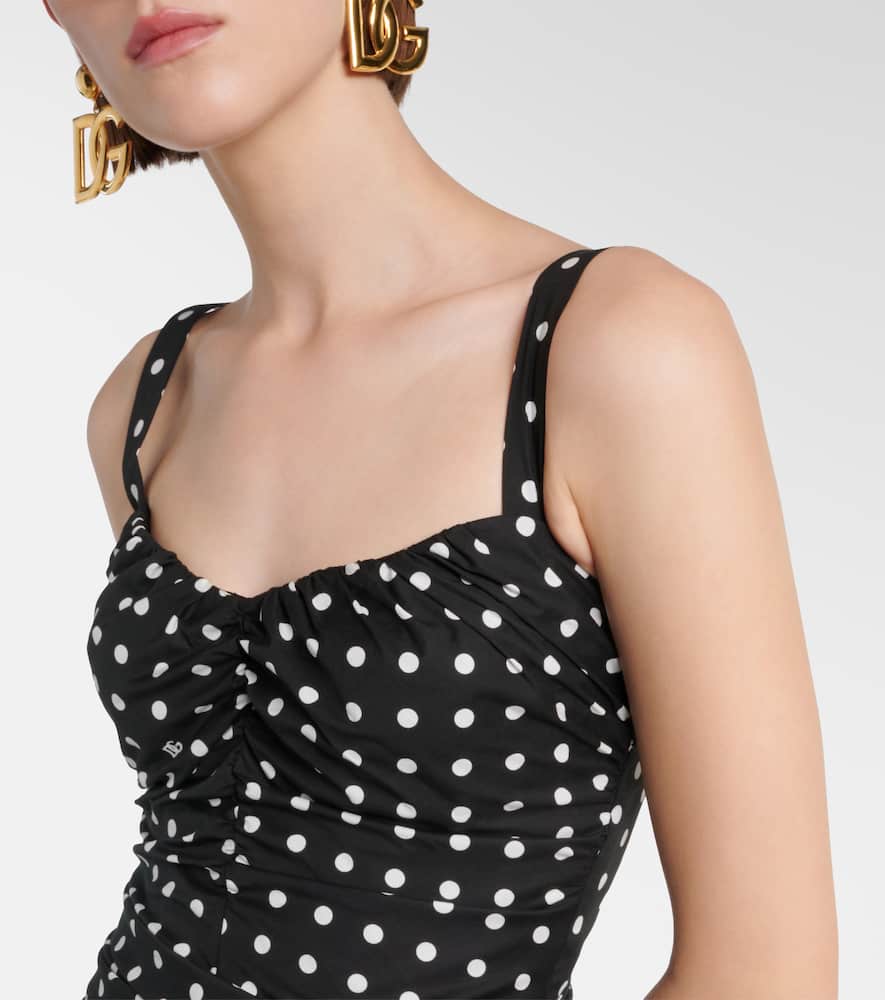 Polka-dot cotton-blend minidress