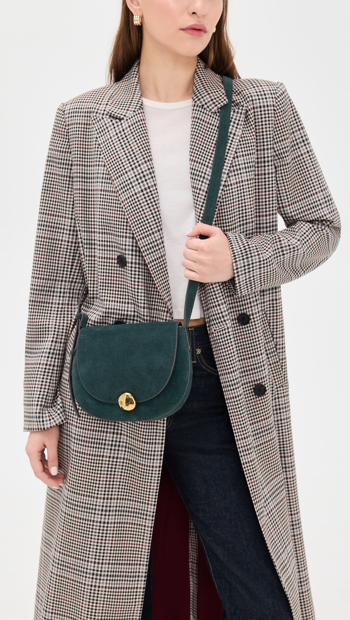 Suede Small Dakota Saddle Crossbody Bag Midnight Forest One Size