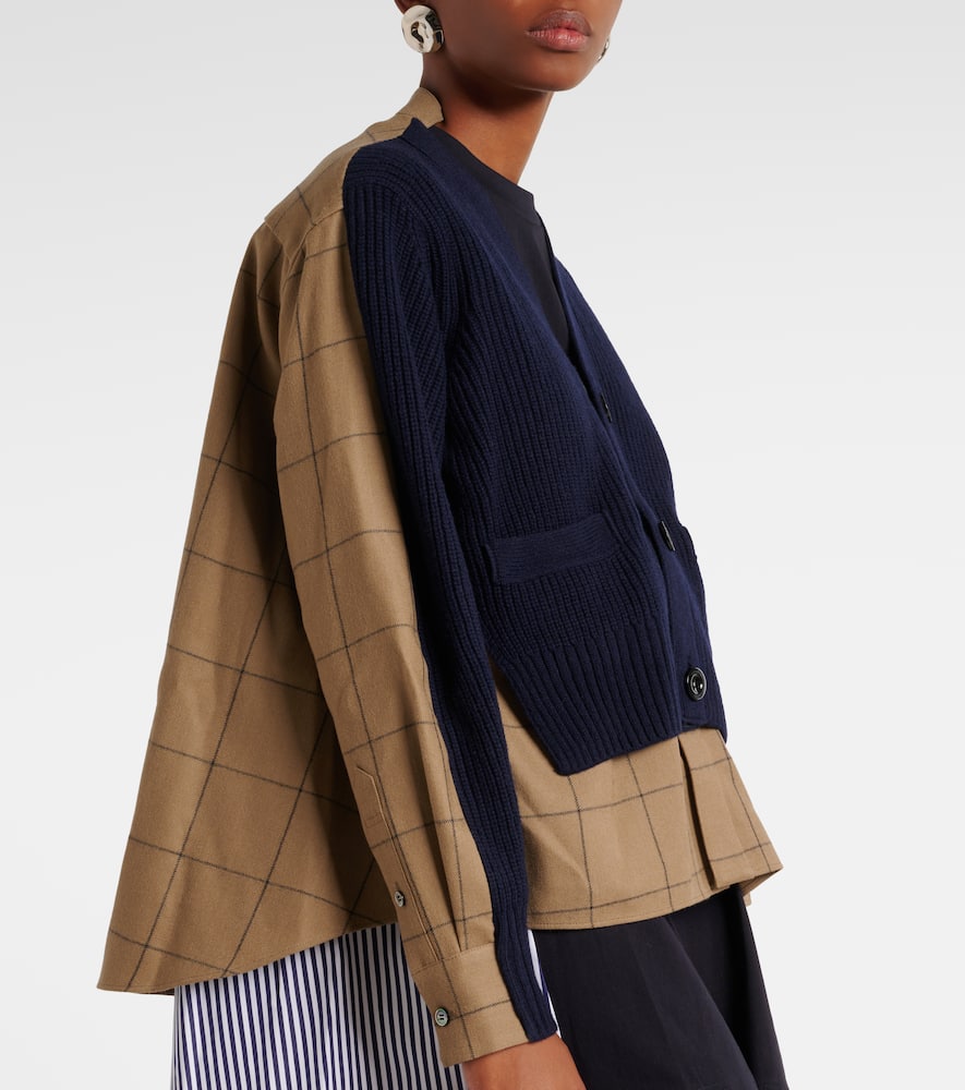Layered wool-blend cardigan
