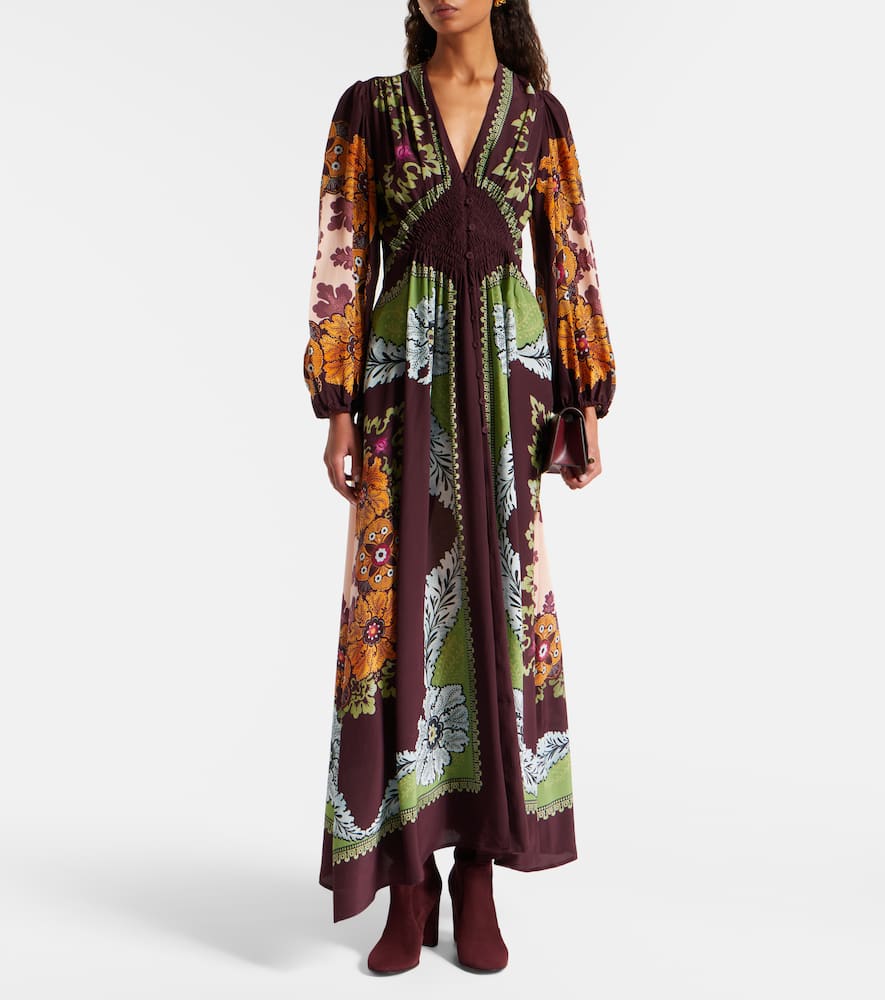 Printed silk maxi dress