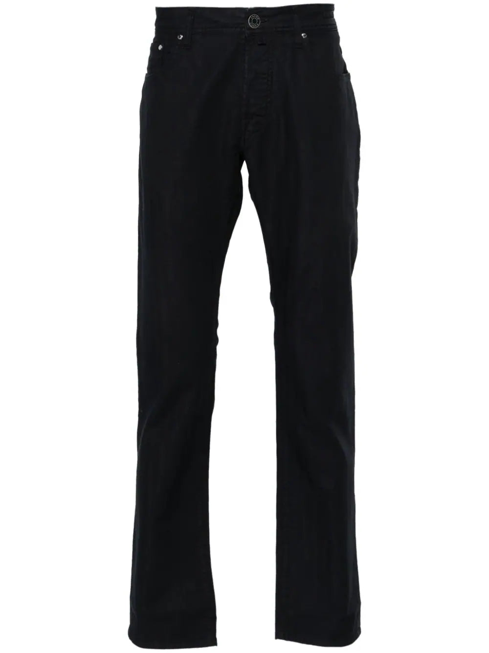 Scarf-Detail Straight Trousers — Navy
