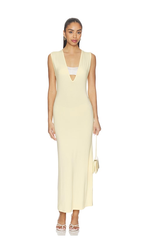 Artless Forever Tate Plunge Midi Dress in Yellow. - M also in L, S, XL