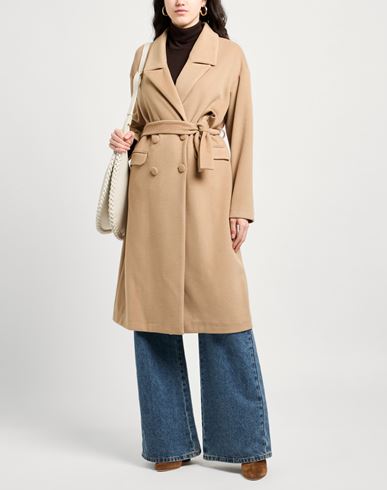 Woman Coat Camel Size 12 Polyester, Viscose