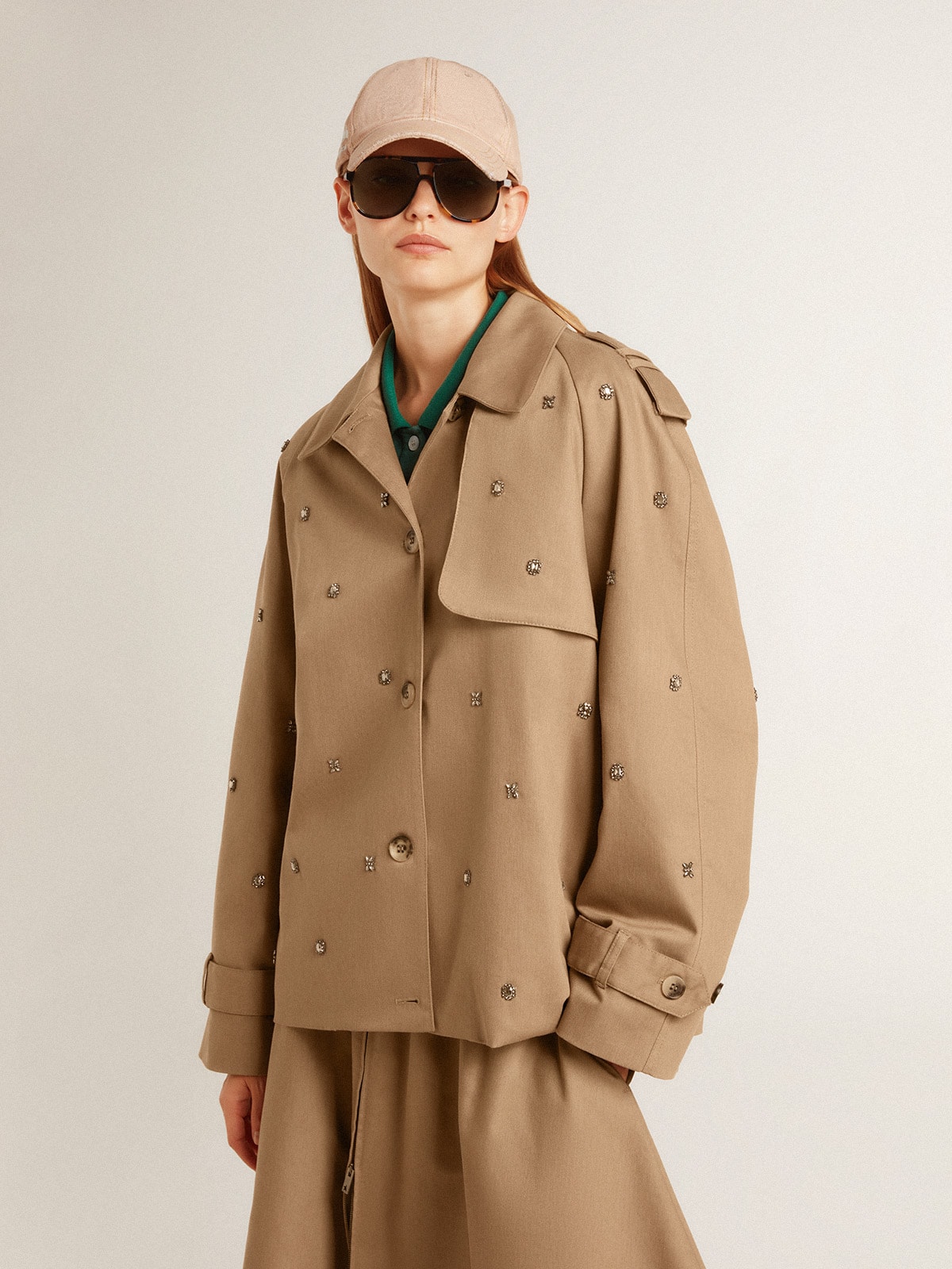 Golden Goose - Women's Oversized Trench Coat With Crystals, Woman