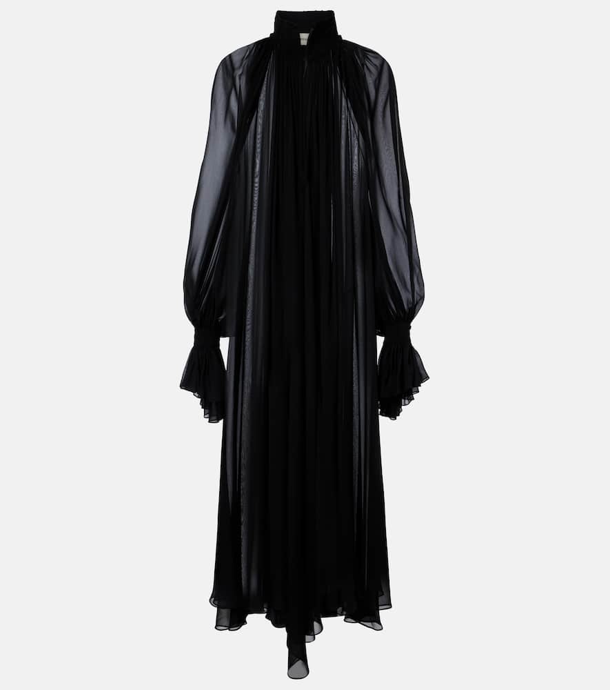 Edgar semi-sheer silk tulle midi dress