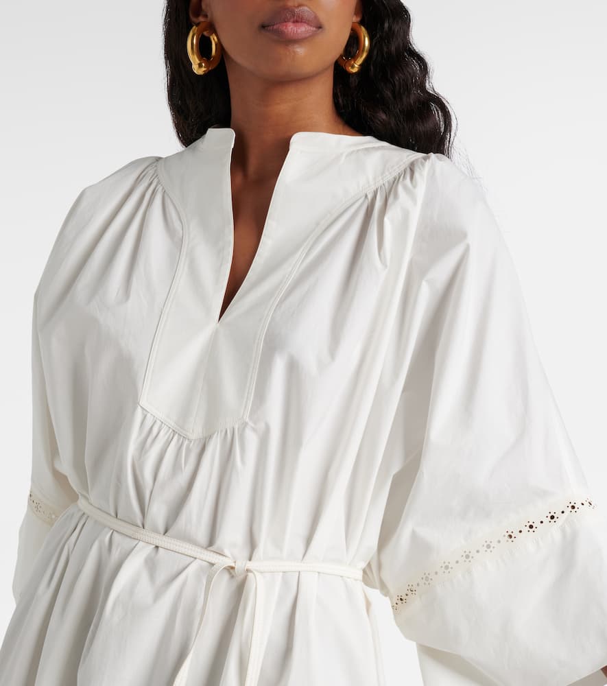 Belted cotton-blend maxi dress
