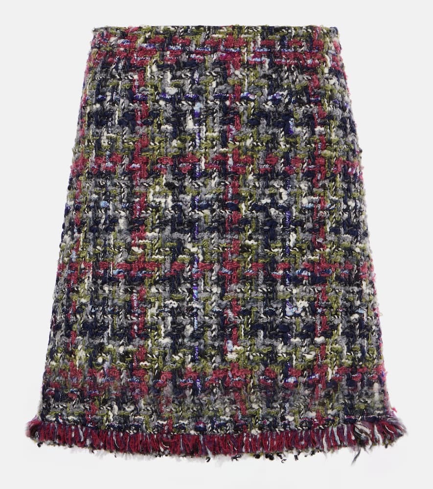 Wool-blend tweed miniskirt