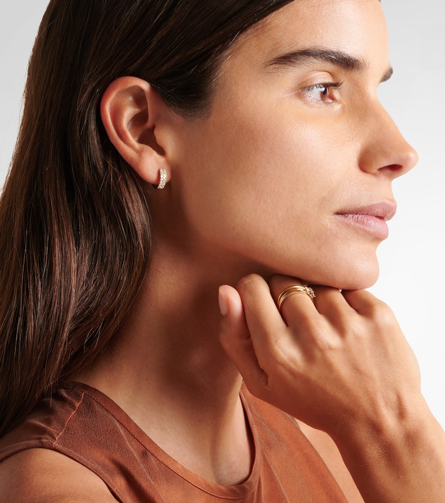 Stone and Strand Twin 14kt gold earrings with diamonds