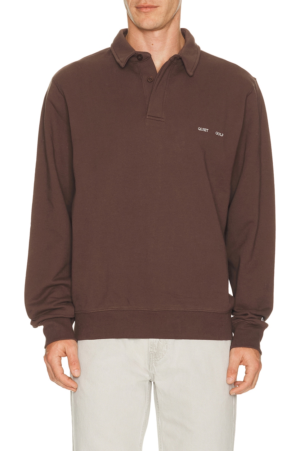 Quiet Golf Monogram Washed Rugby Sweater in Brown - Black. S also in M, L, XL/1X
