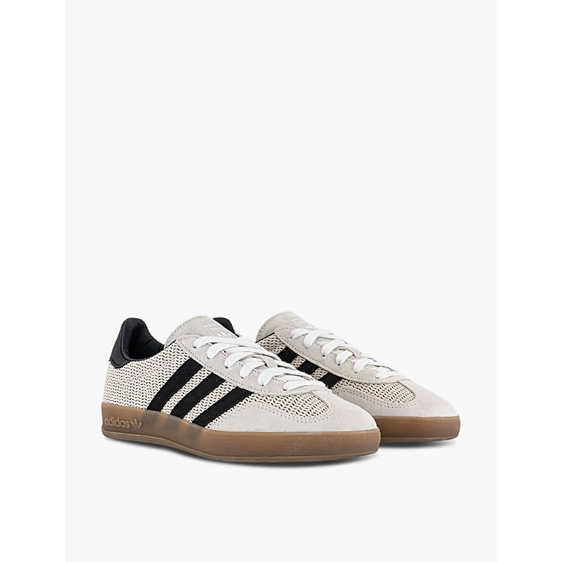 Womens Alumi Core Black Gum Gazelle Indoor Logo-print Cotton-mesh and Suede Low-top Trainers